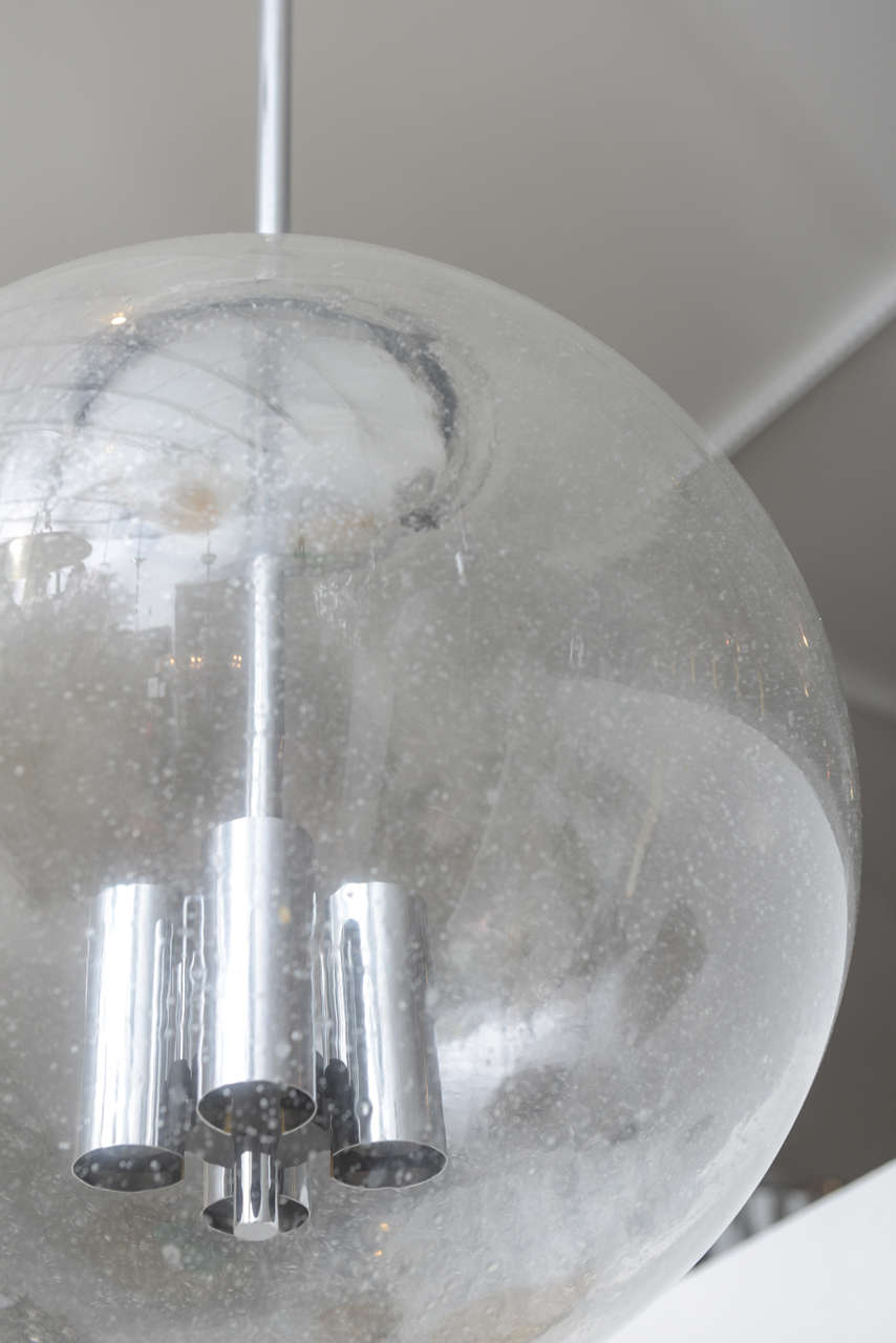 Mid-Century Modern Vintage Glass Pendant Globe Light Fixture For Sale