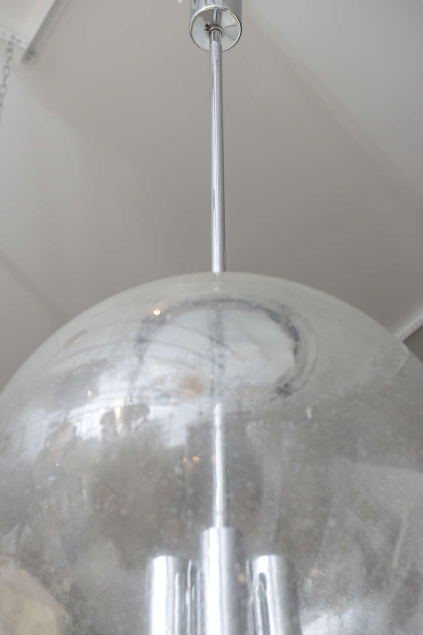 Unknown Vintage Glass Pendant Globe Light Fixture For Sale