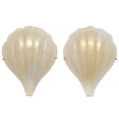 Pair of Murano Glass Shell Sconces