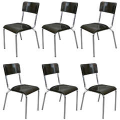 Set of Six Chairs Circa 1950 by Rene Herbst