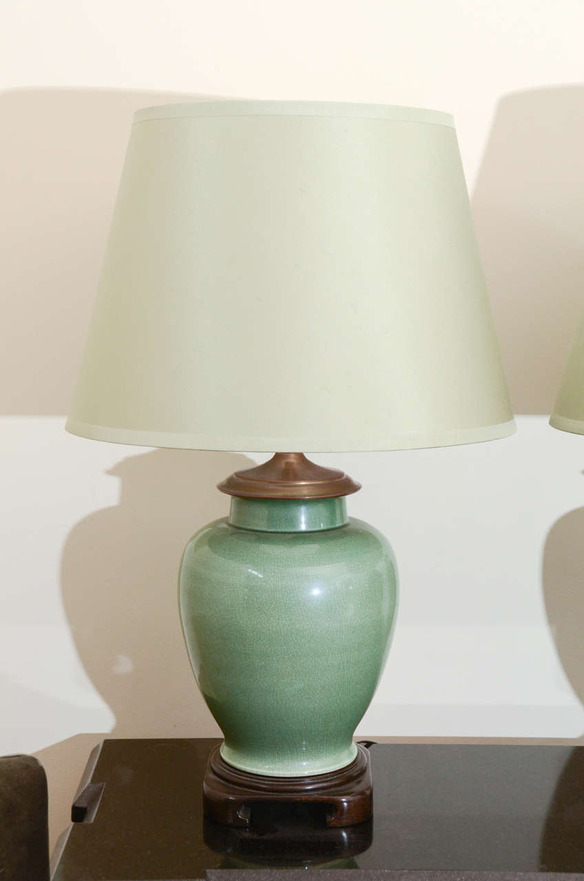 Pair Of Large Jade Ginger Jar Lamps at 1stDibs green ginger jar lamp, jade lamps, large ginger