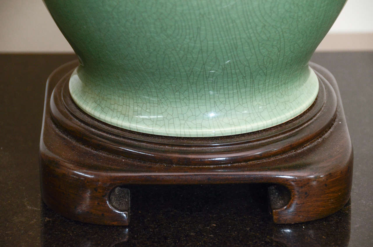 Pair Of Large Jade Ginger Jar Lamps at 1stdibs