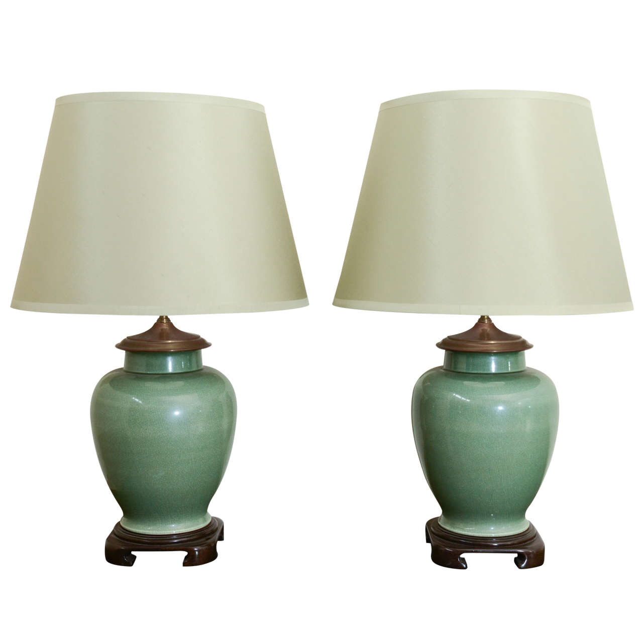 Pair Of Large Jade Ginger Jar Lamps at 1stDibs green ginger jar lamp