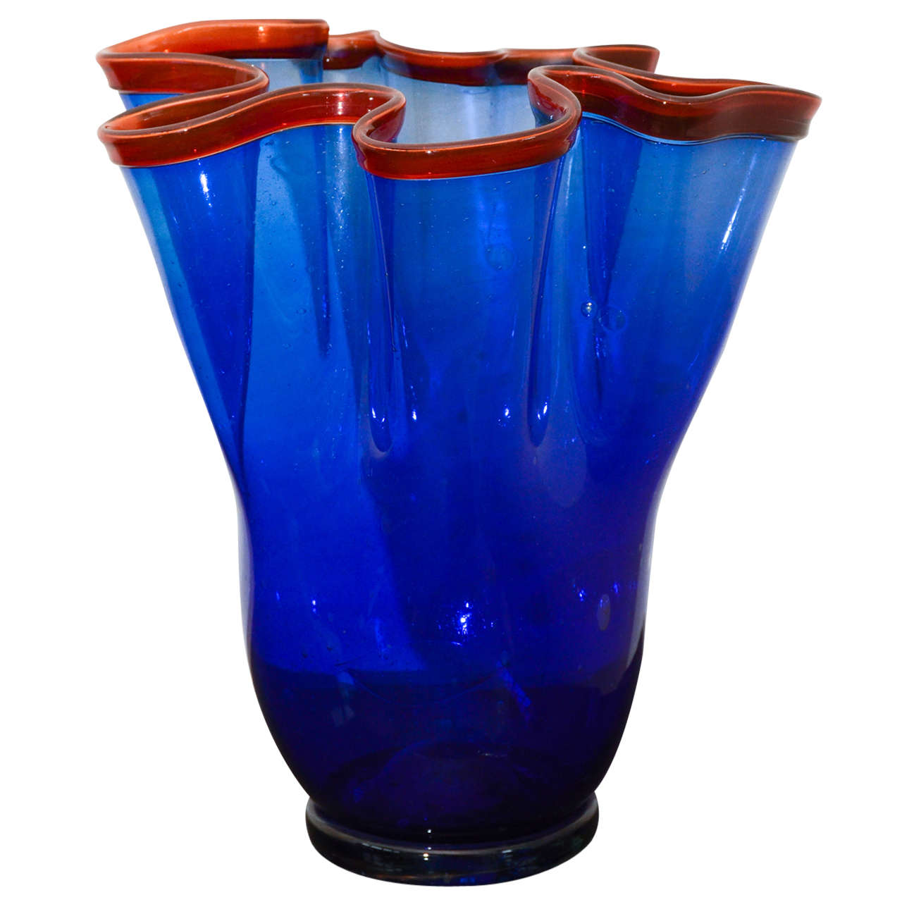 Large Cobalt Glass Ribbon Vase at 1stdibs