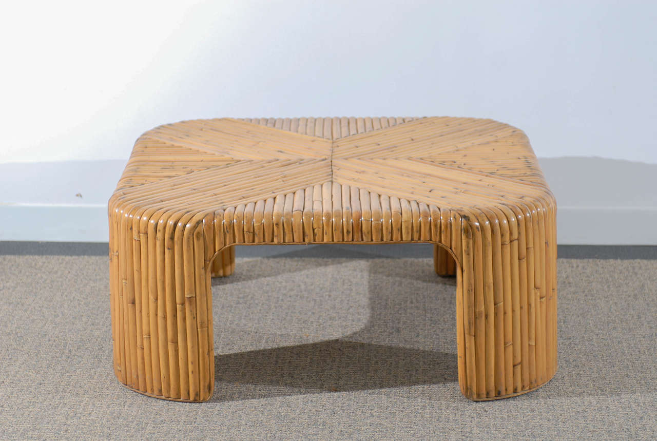 Pair of Lovely Vintage Bamboo Coffee Tables with Waterfall Corners  In Excellent Condition In Atlanta, GA