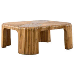 Lovely Vintage Bamboo Coffee Table with Waterfall Corners 2