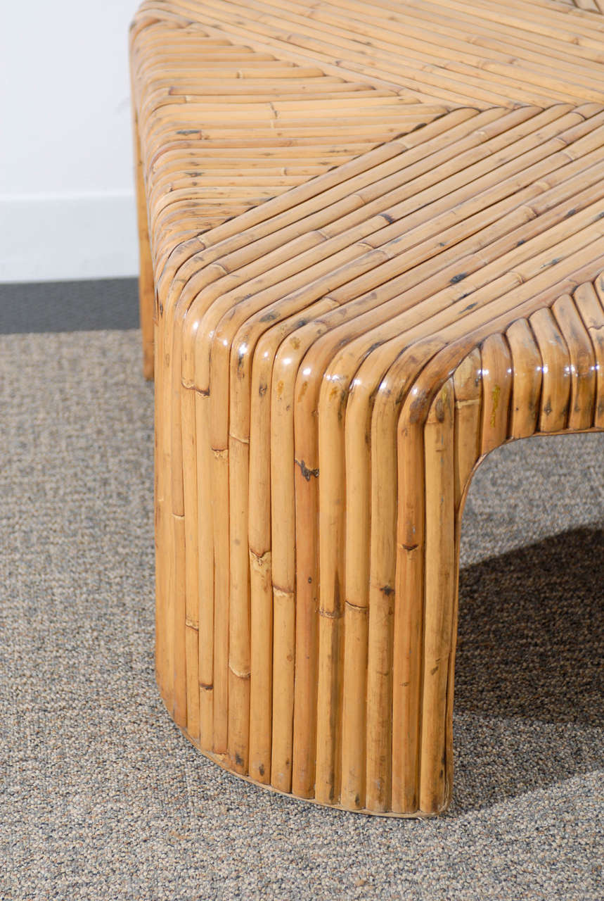 Pair of Lovely Vintage Bamboo Coffee Tables with Waterfall Corners at