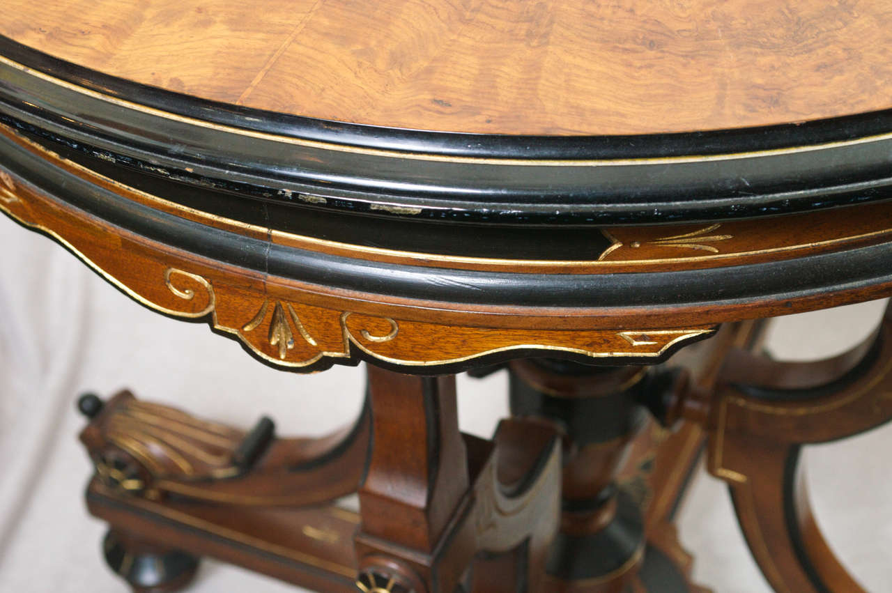 Renaissance Revival Victorian Round Table with Marquetry