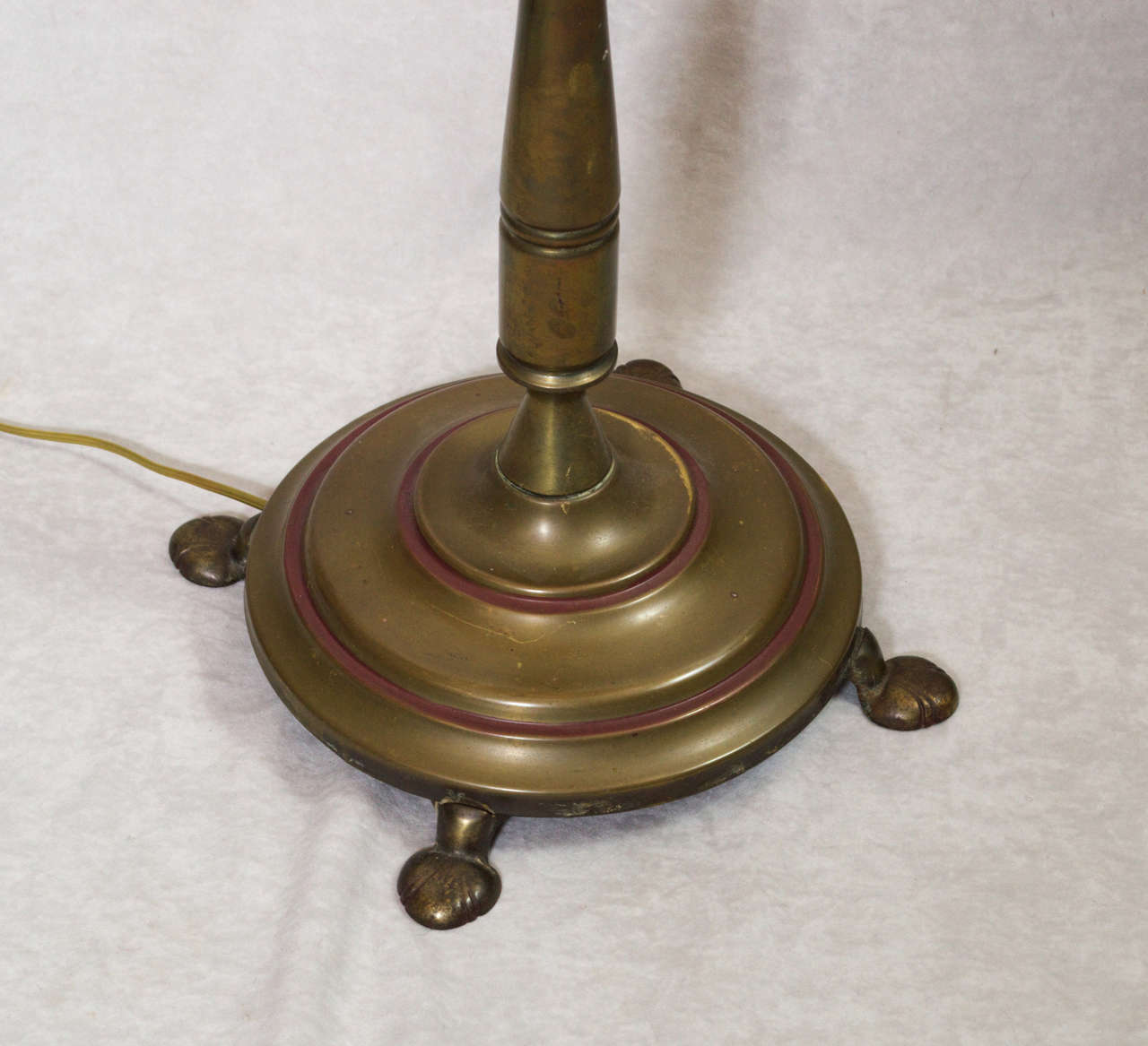 American Art Deco Floor Lamp with Stylized Bird and Hand Made Shade