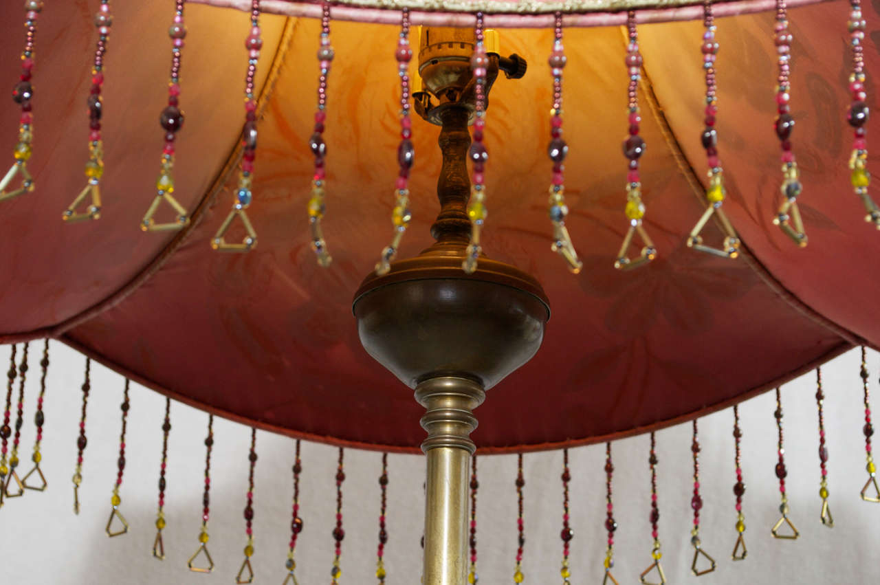 Art Deco Floor Lamp with Stylized Bird and Hand Made Shade 2