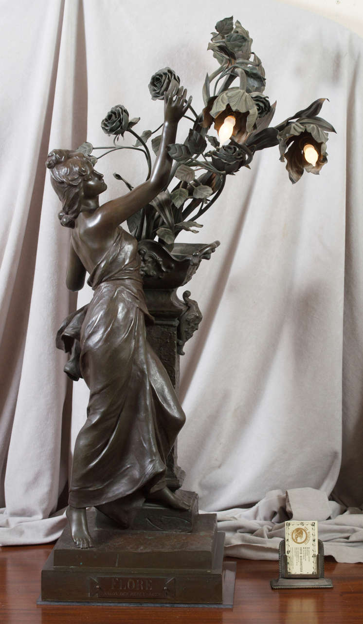 We have been selling bronzes for close to 40 years now and we can honestly say that you do not find these types of lamps in bronze; they are always done in spelter (pot metal/white metal).  This one is guaranteed to be bronze, and you are getting