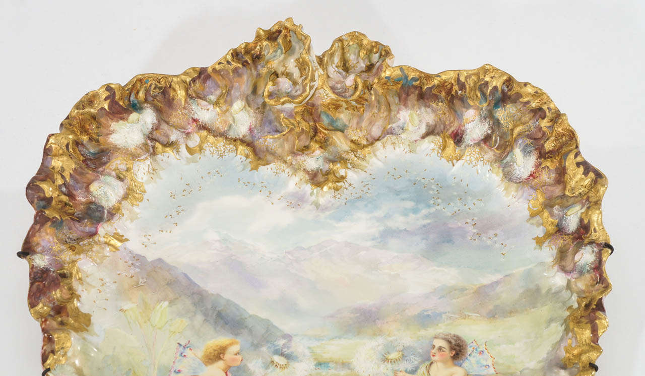 Romantic 19th Century Hand-Painted Porcelain Plaque by Turner