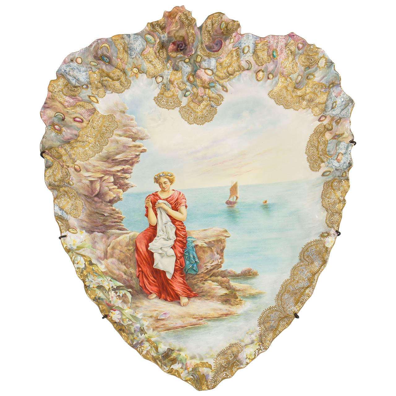 19th Century Porcelain Plaque with Hand-Painted Plaque by Turner
