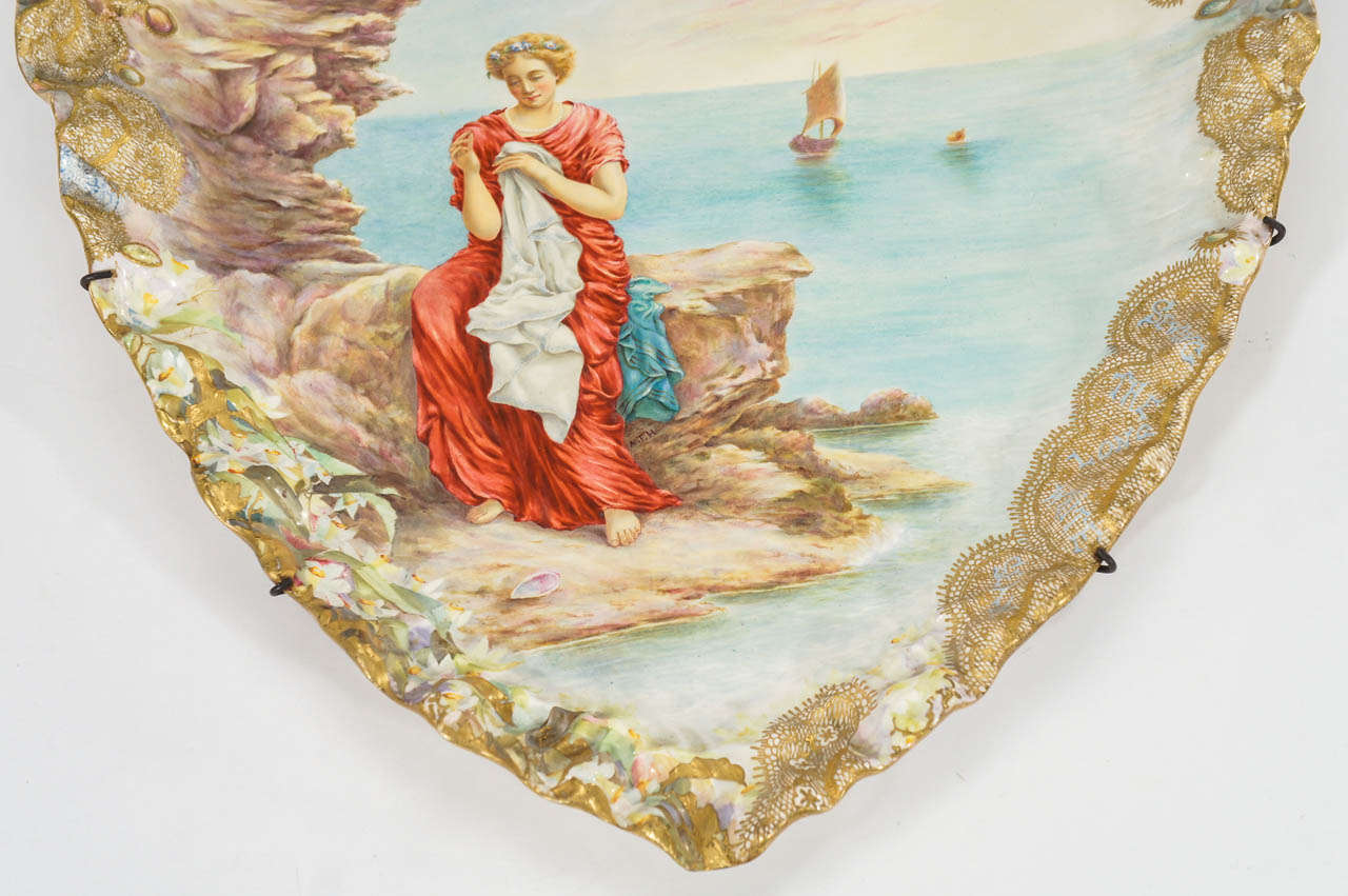 Romantic 19th Century Porcelain Plaque with Hand-Painted Plaque by Turner