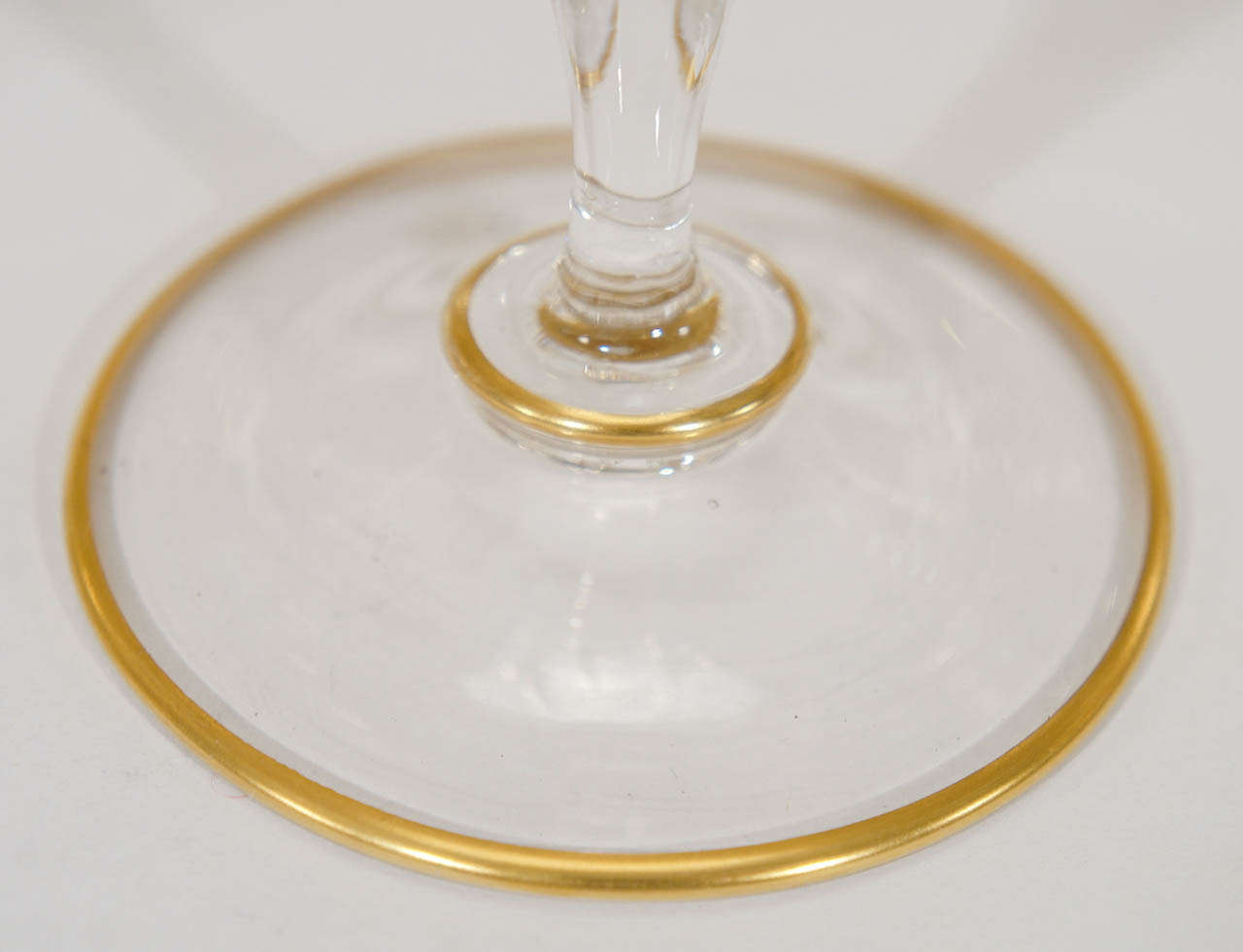 Extraordinary Handblown Quatrefoil Crystal Stemware Service with Raised Gold 2