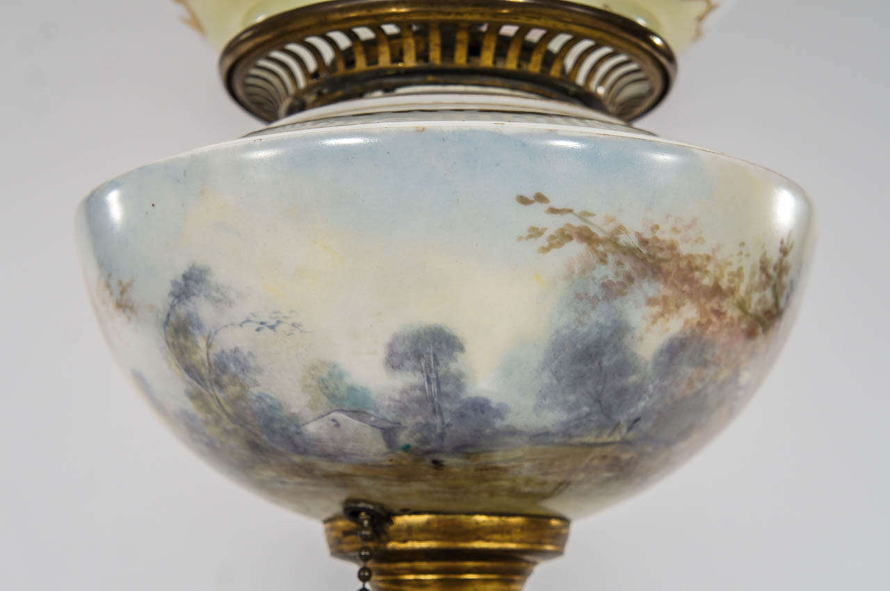 Sevres  Hand Painted Lamp with Signed Baccarat Hand Painted Shade For Sale 2