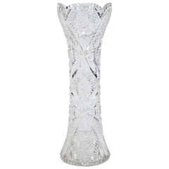 American Brilliant Period Heavy Monumental Cut Crystal Vase