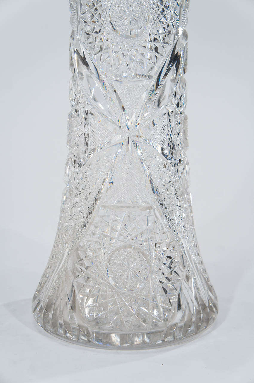 19th Century American Brilliant Period Heavy Monumental Cut Crystal Vase