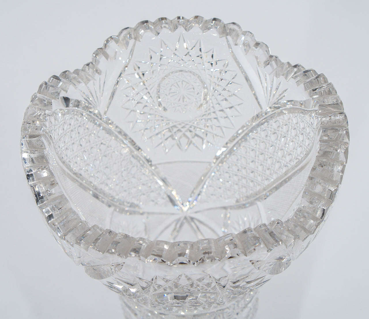 American Brilliant Period Heavy Monumental Cut Crystal Vase 1