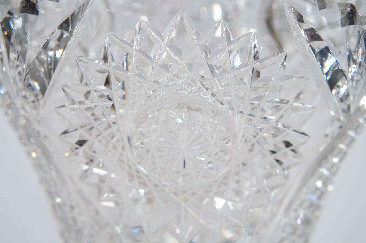 American Brilliant Period Heavy Monumental Cut Crystal Vase 3