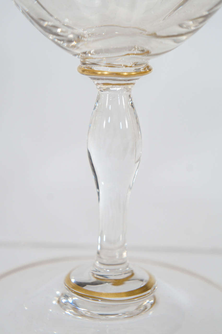 Extraordinary Handblown Quatrefoil Crystal Stemware Service with Raised
