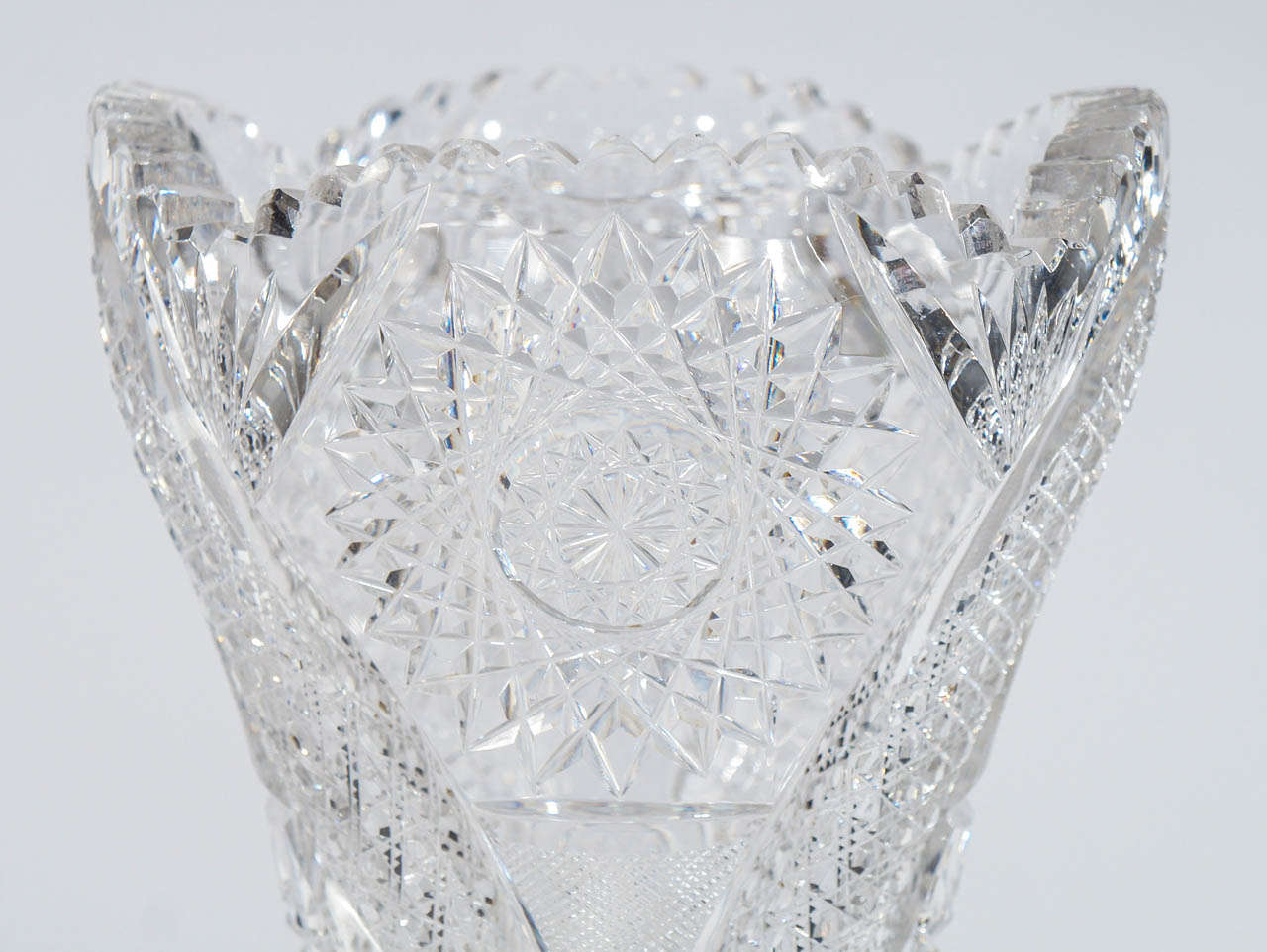 American Brilliant Period Heavy Monumental Cut Crystal Vase at 1stDibs