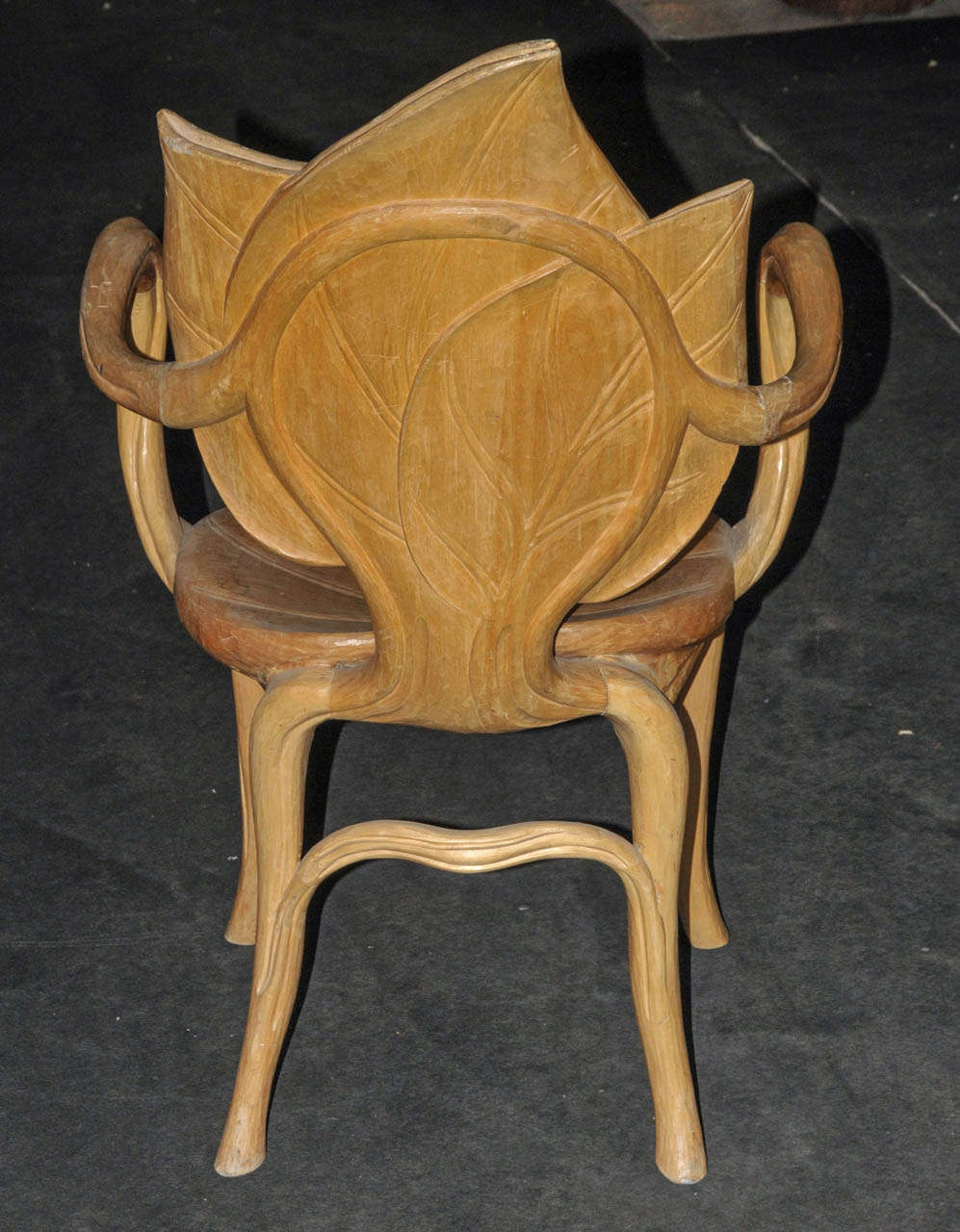 Late 20th Century Pair of 1960-1970's Carved Wood Armchairs by Bartolozzi E Maioli For Sale