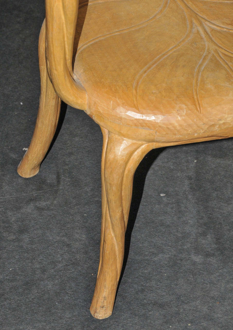 Pair of 1960-1970's Carved Wood Armchairs by Bartolozzi E Maioli For Sale 4