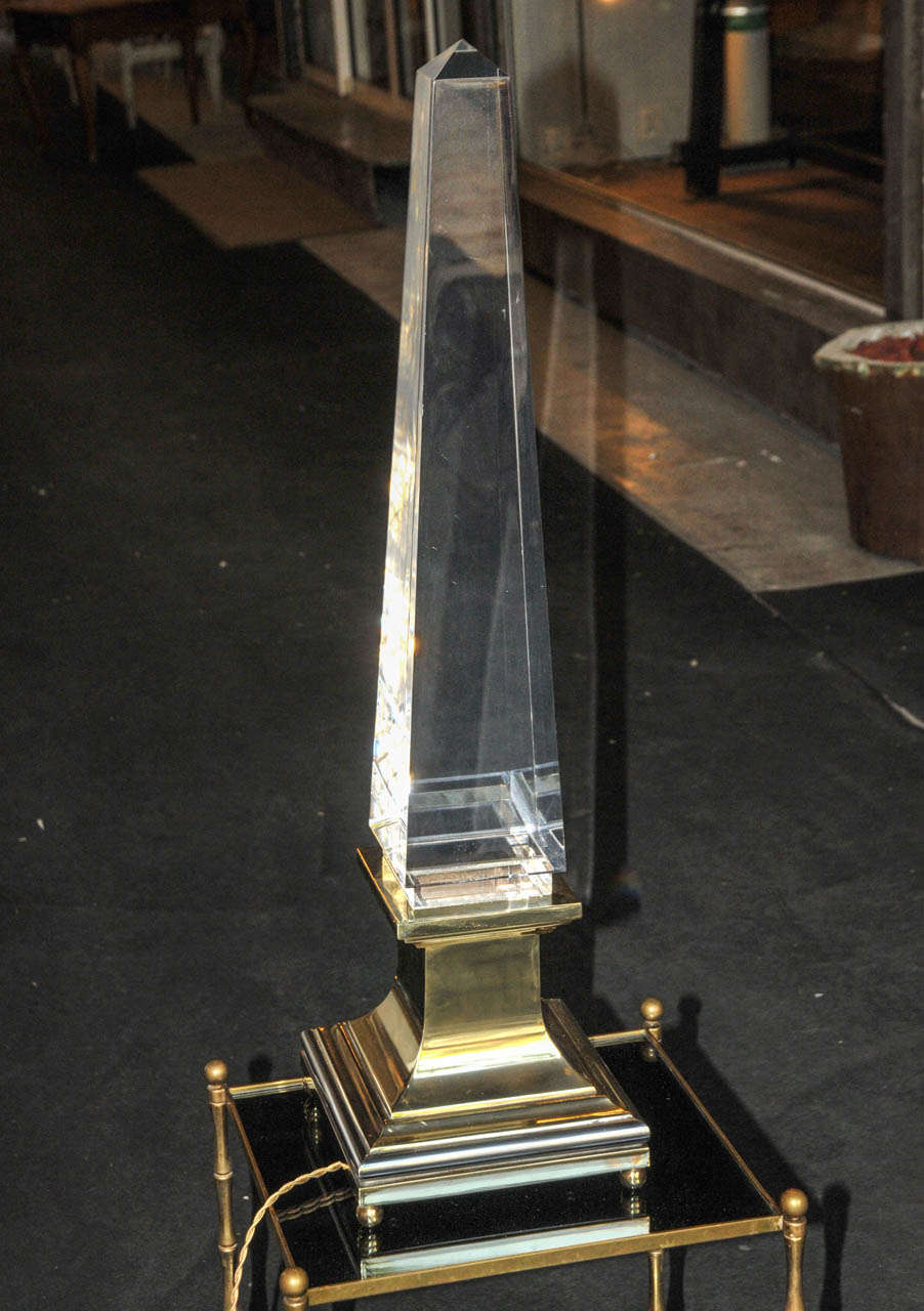 Large 1970s Plexiglass Obelisk Lamp