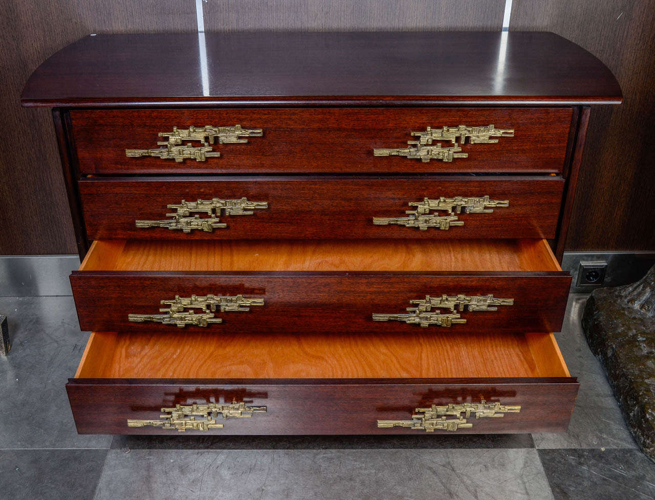 Brass 1960s Chest of Drawers Attributed to Angelo Brotto For Sale