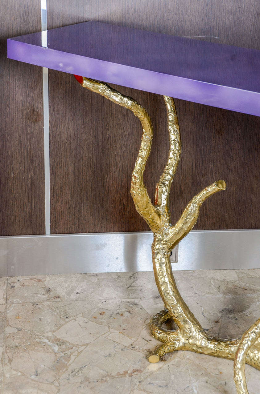 Brass Sculptural Console by Jacques Duval-Brasseur In Excellent Condition In Bois-Colombes, FR