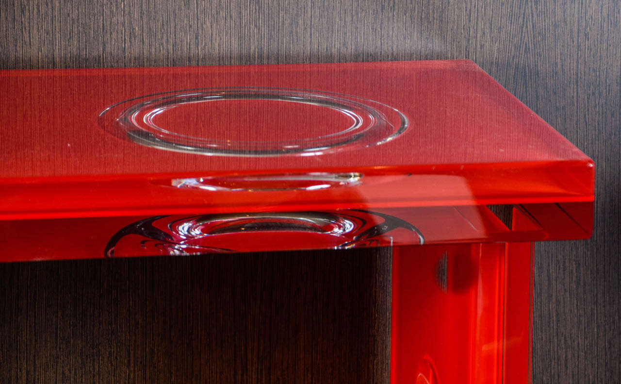 1970's console in resin acrylic  attributed to Jean-Claude Farhi In Excellent Condition In Bois-Colombes, FR