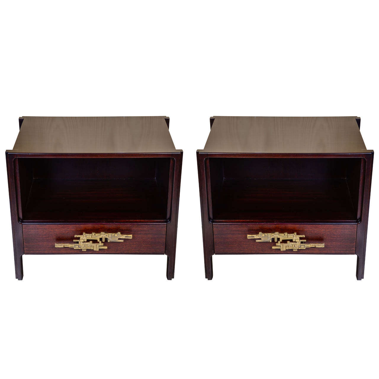 Pair of Side Bed Tables Attributed to Angelo Brotto For Sale