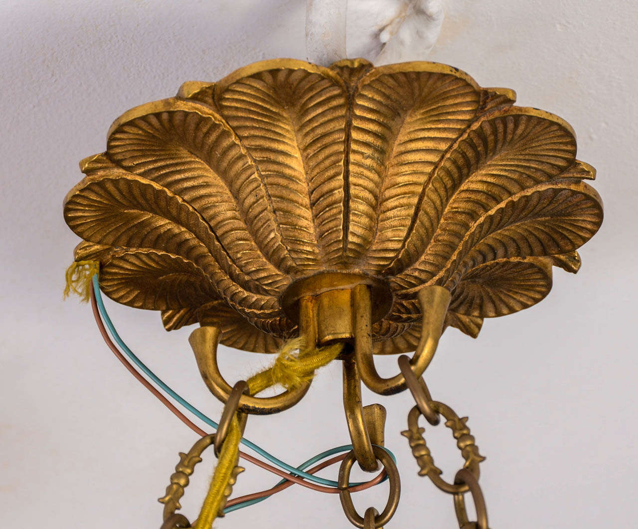 1940s Albaster Chandelier In Excellent Condition In Bois-Colombes, FR