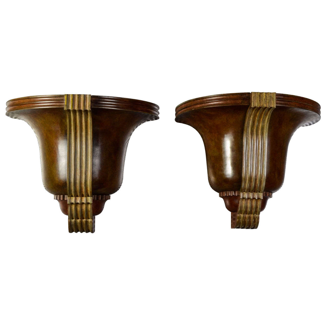 Pair of 1930s Bronze Sconces by Jean Pascaud For Sale