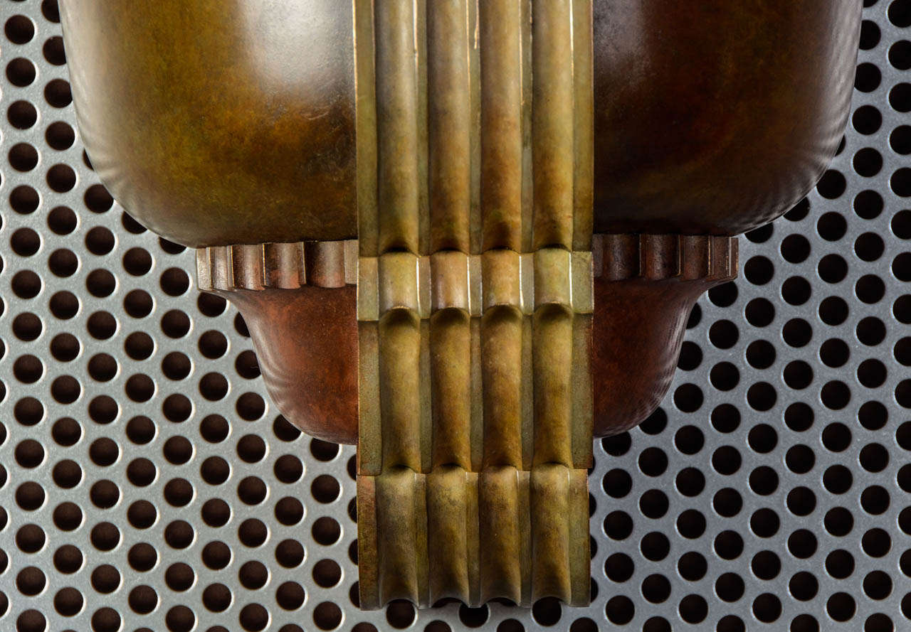 Pair of 1930s Bronze Sconces by Jean Pascaud In Excellent Condition For Sale In Bois-Colombes, FR