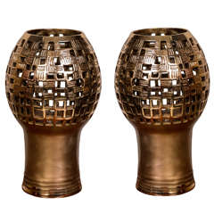 Pair of Bronze Table Lamps by Robert Phandeve