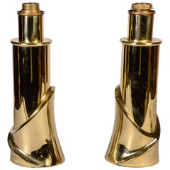 Petite paire de lampes en laiton dans le style d
Angelo Brotto