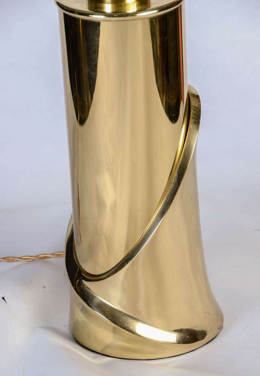 1970s Polished Brass Lamp in the Style of Angelo Brotto In Excellent Condition In Bois-Colombes, FR