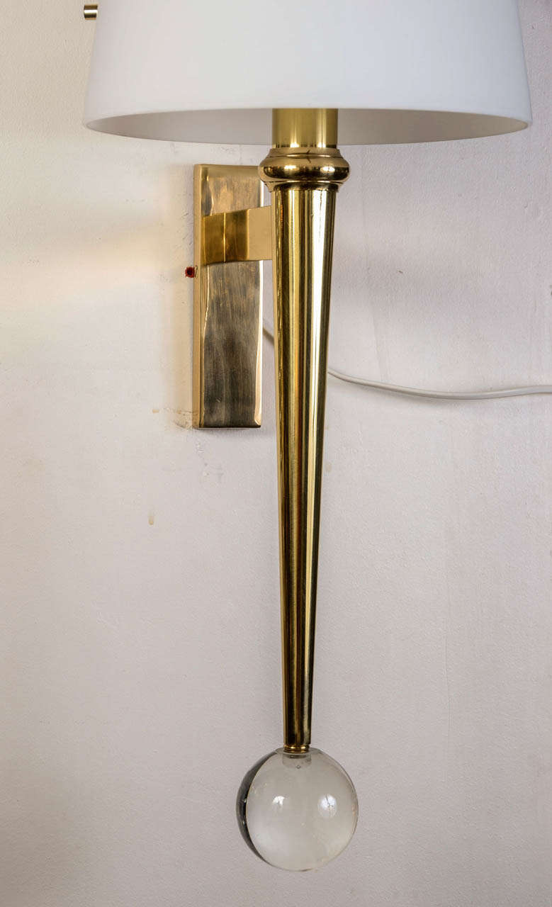 Italian Four Very Big Sconces in Bronze and Glass For Sale