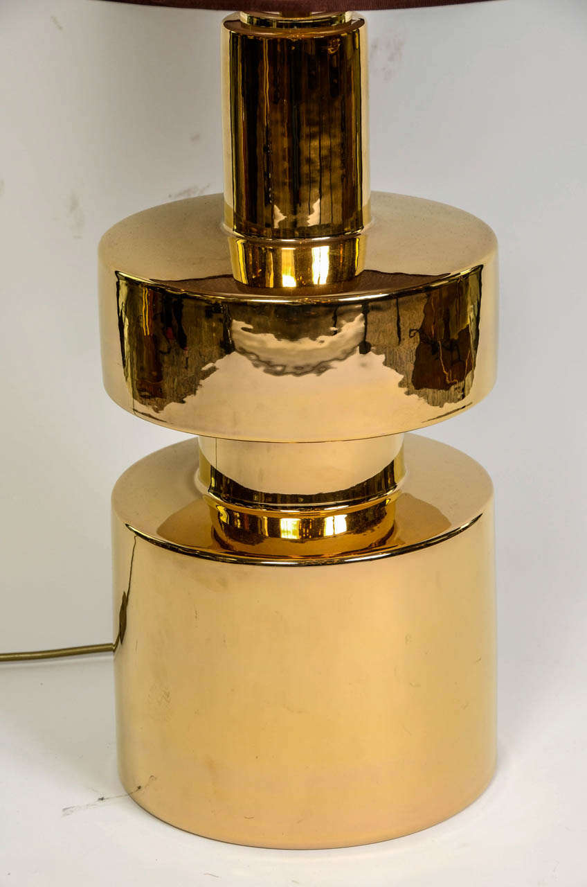 Mid-Century Modern 1980's Pair of Lamps in  Gilt Ceramic For Sale