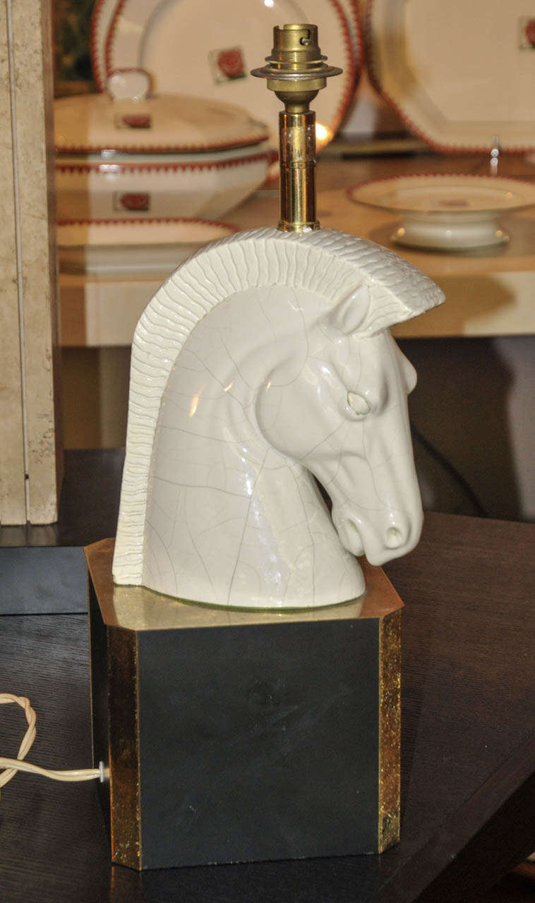 Ceramic 1950's Horse Table Lamp For Sale