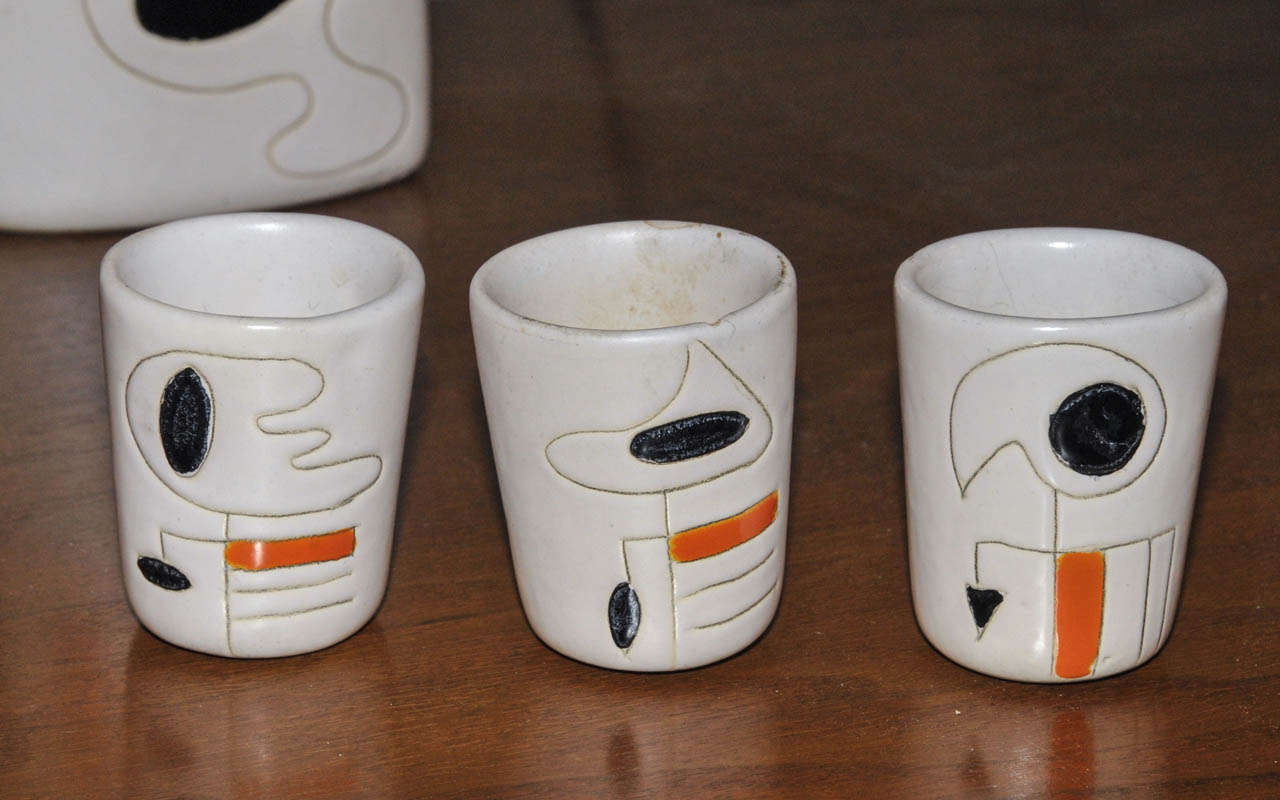 French Set of Six 1950's Ceramic Pieces For Sale