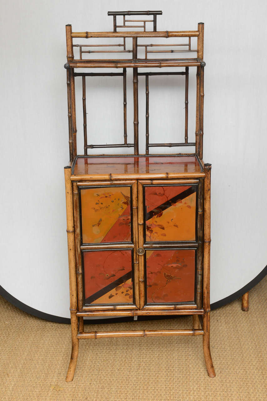 English bamboo double-door cabinet, measuring H 54 1/2