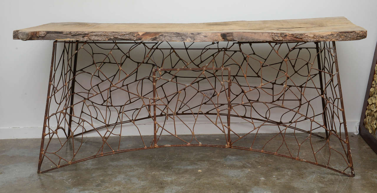 Hand-Wrought Iron Folk Art Table