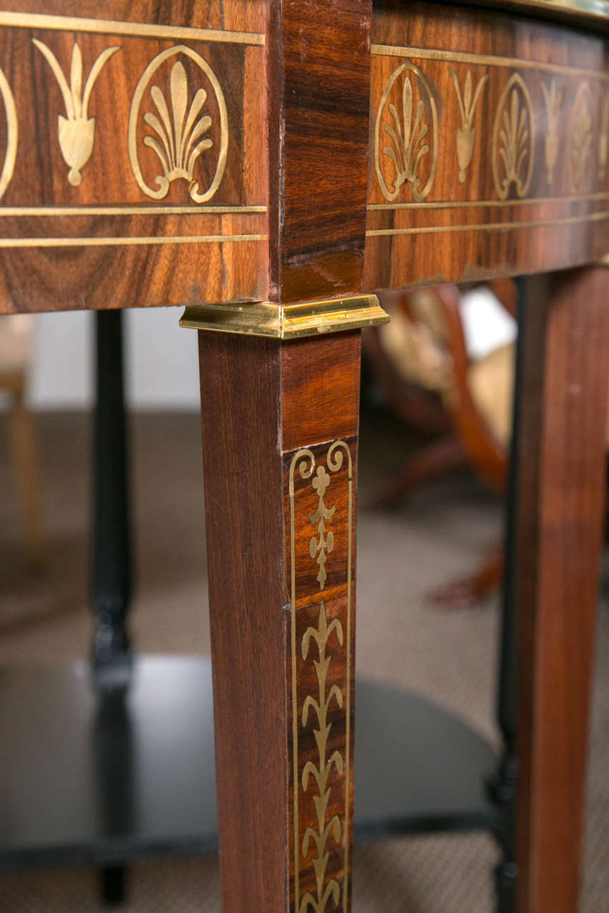 Pair of Russian Neoclassical Rosewood Inlaid, Demilune Console Tables 1