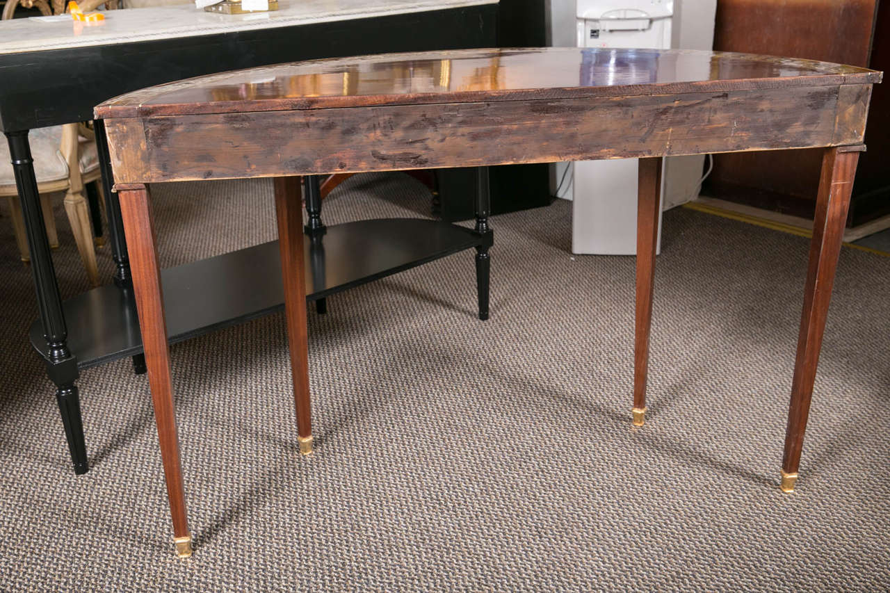 Pair of Russian Neoclassical Rosewood Inlaid, Demilune Console Tables 4