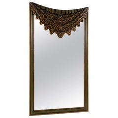 Dorothy Draper Style Drapey Form Mirror Highly Decorative Hand Painted Rosettes