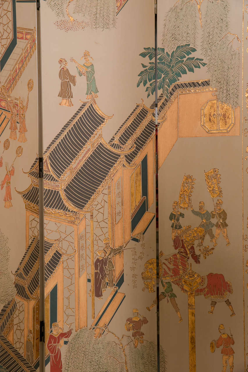 Chinese Export Monumental Eight-Panel Chinese Room Divider or Folding Screen