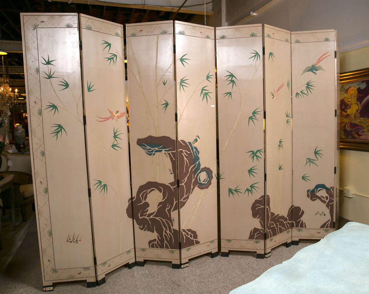 Monumental Eight-Panel Chinese Room Divider or Folding Screen 2